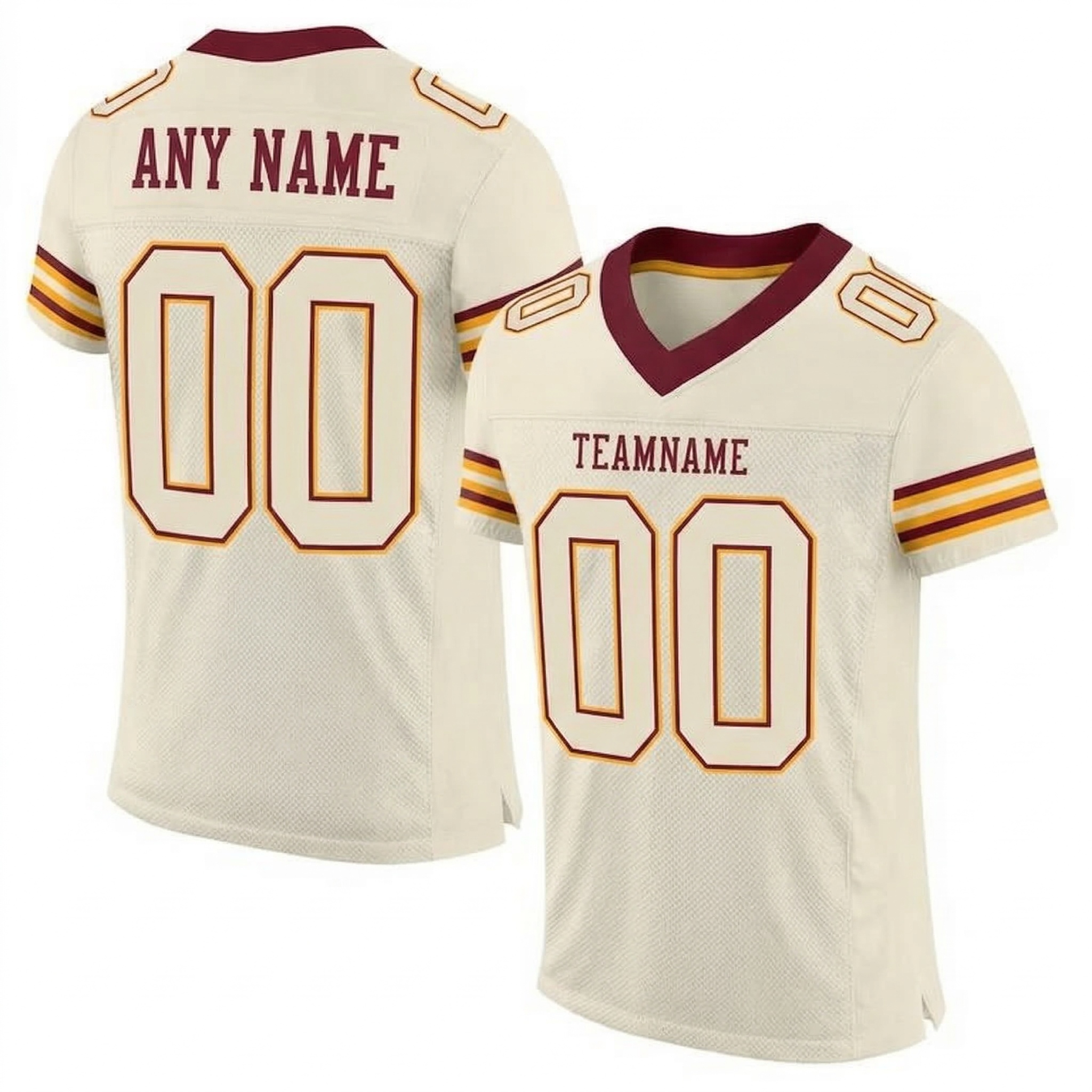 Custom Cream & Burgundy/Gold Football Jersey