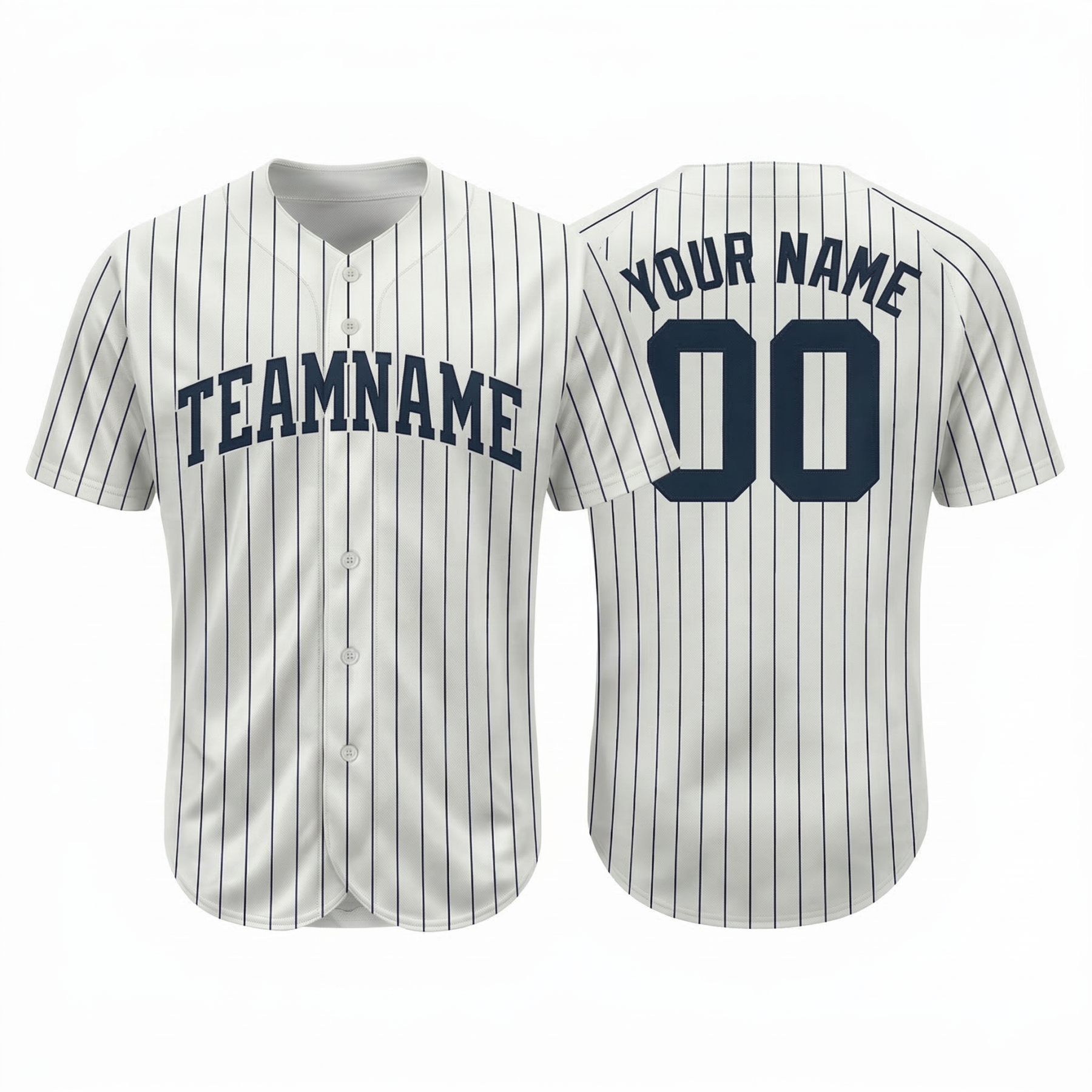 Custom White & Black Pinstripes Classic Fashion Baseball Jersey
