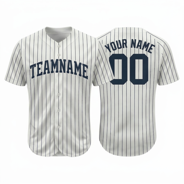 Custom White & Black Pinstripes Classic Fashion Baseball Jersey