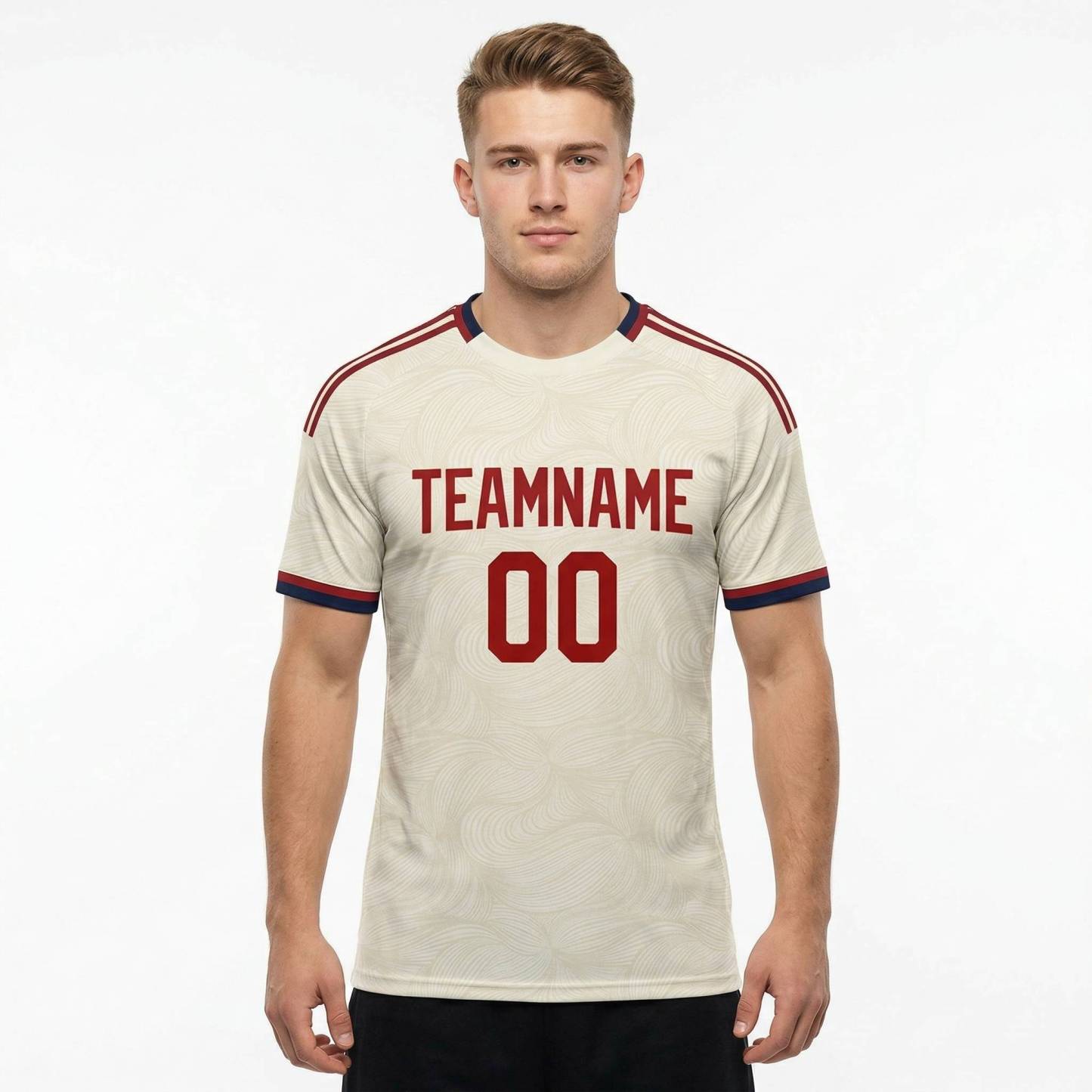 Custom White & Red/Navy Custom Soccer Jersey
