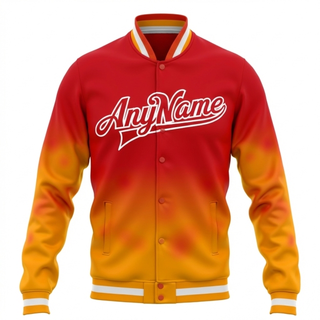 Custom Red & Yellow/White Full-Snap Gradient Fleece Jacket