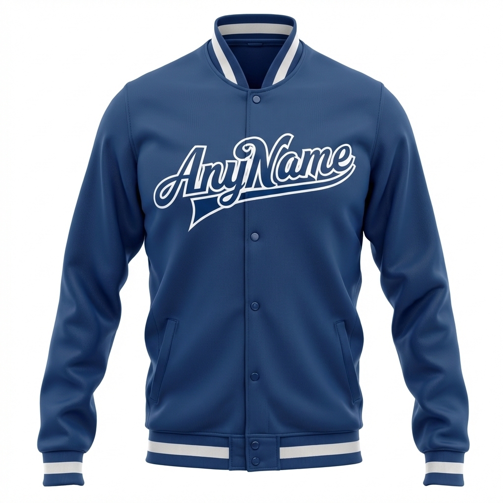 Custom Royal Blue & White Full-Snap Fleece Jacket