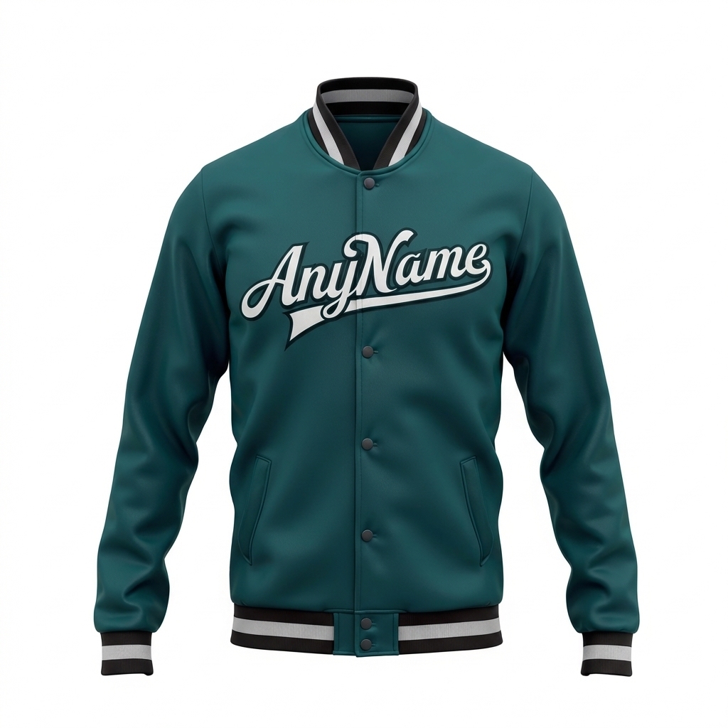 Custom Midnight Green & Gray/Black Full-Snap Fleece Jacket