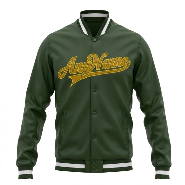 Custom Forest Green & Yellow/White Full-Snap Fleece Jacket