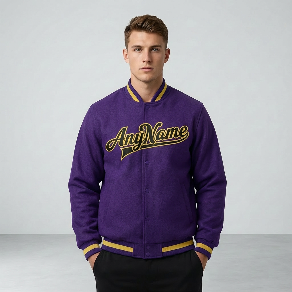 Custom Purple & Black/Gold Full-Snap Fleece Jacket