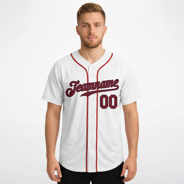 Custom White & Red/Navy Classic Fashion Baseball Jersey