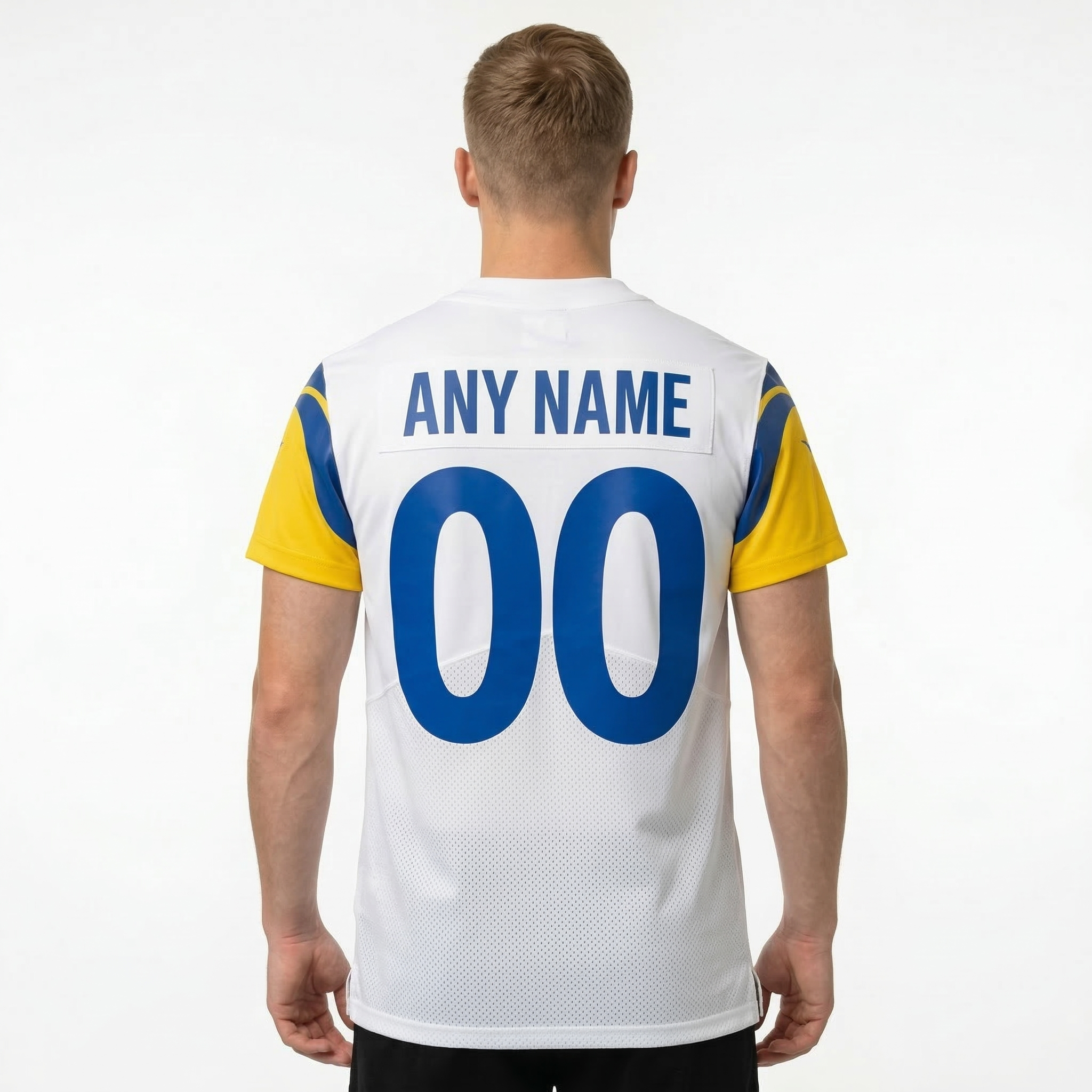 Custom White & Royal/Gold Football Jersey