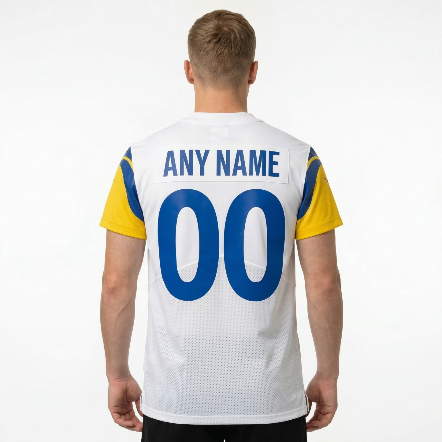 Custom White & Royal/Gold Football Jersey
