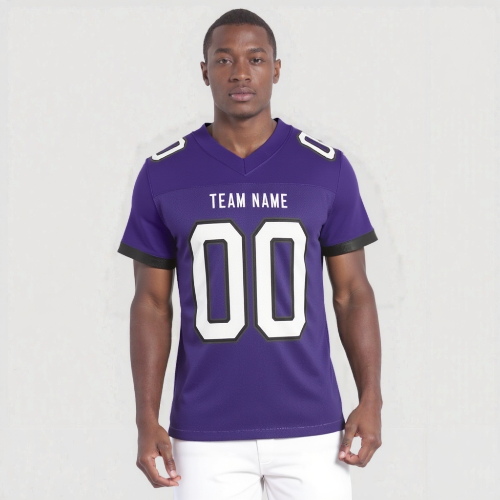 Custom Purple & White/Black Football Jersey