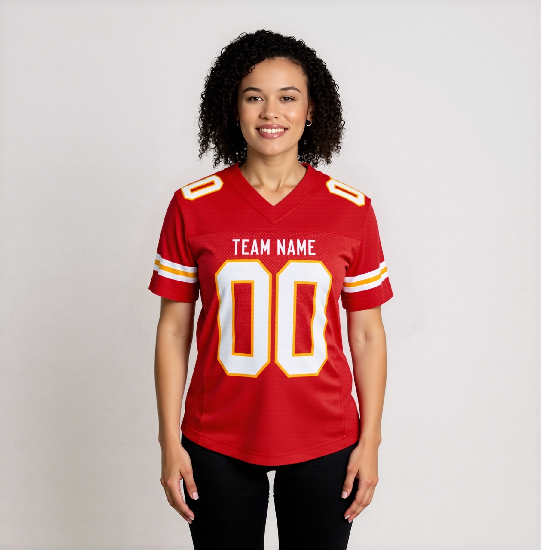 Custom Red & White/Orange Football Jersey