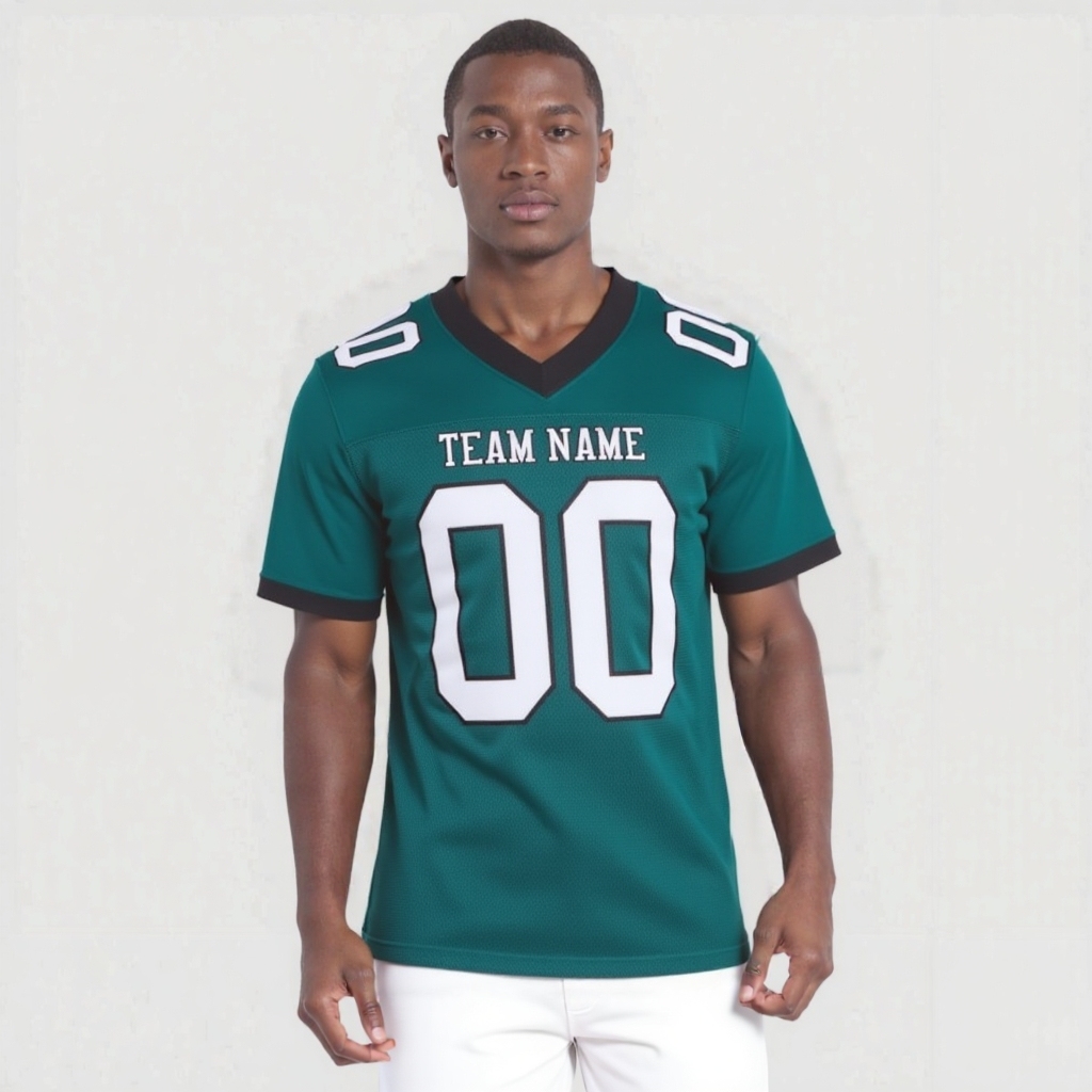 Custom Midnight Green & White/Black Football Jersey