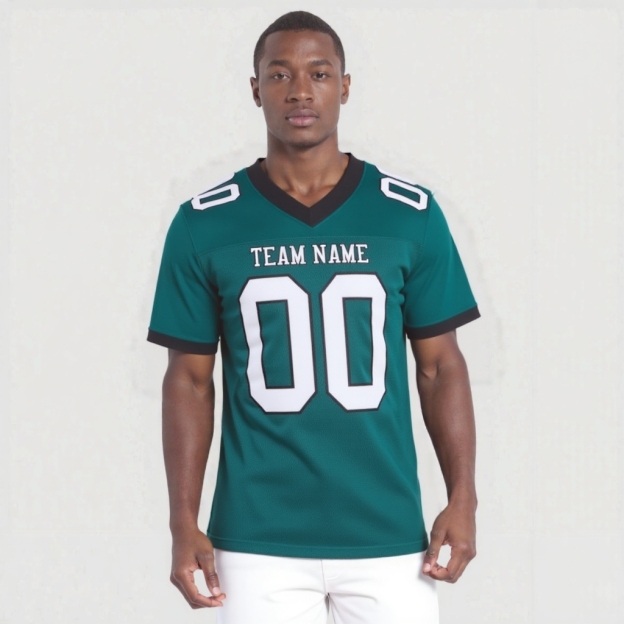 Custom Midnight Green & White/Black Football Jersey