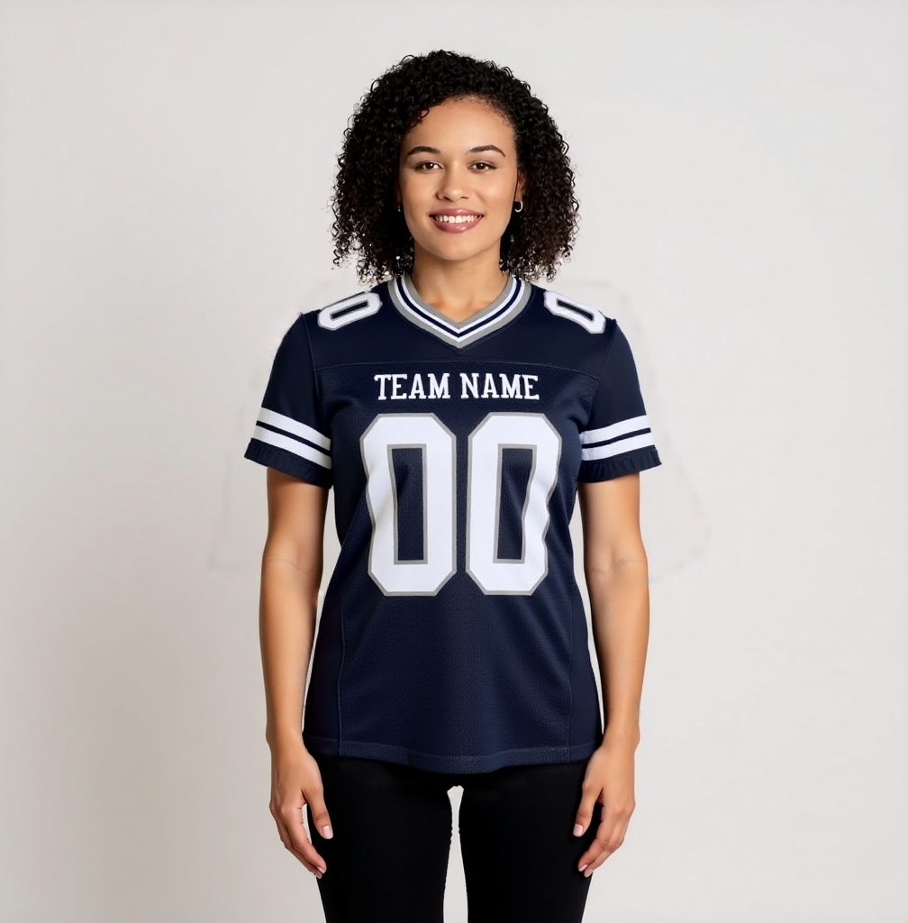 Custom Black & White/Sliver Football Jersey