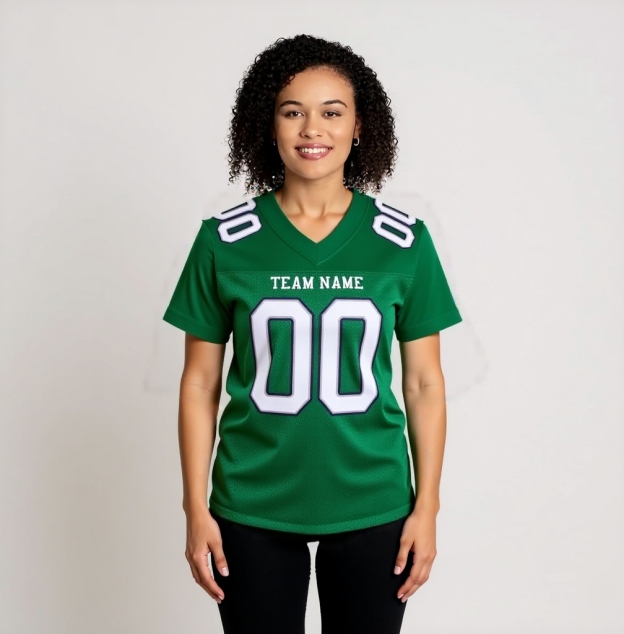 Custom Kelly Green & White/Black Football Jersey