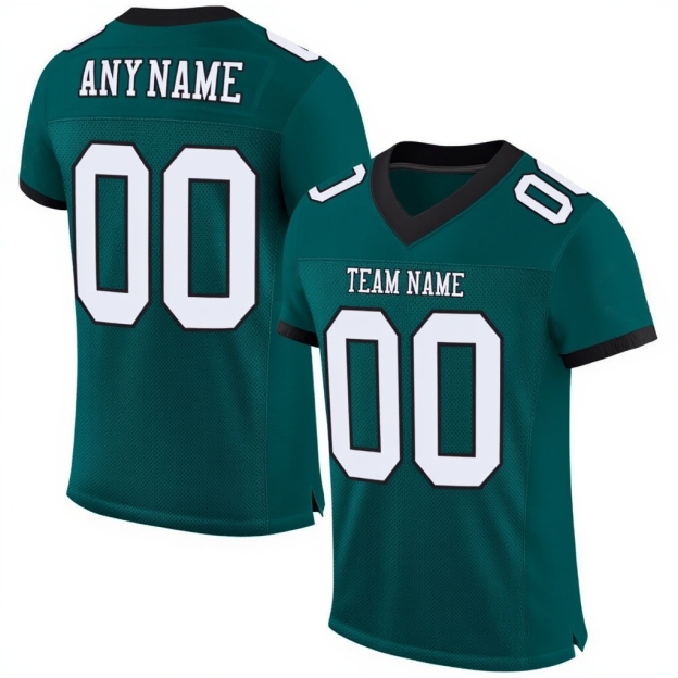 Custom Midnight Green & White/Black Football Jersey