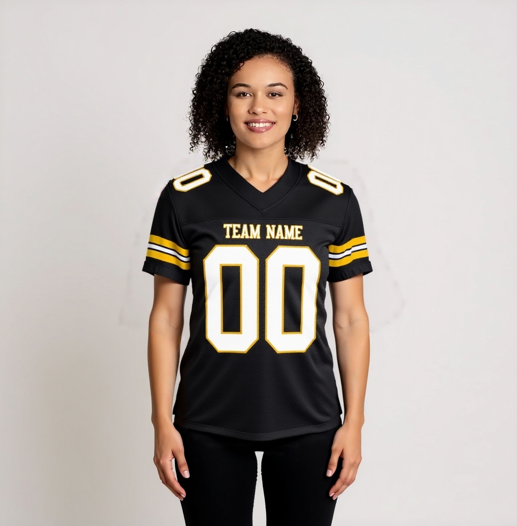 Custom Black & White/Yellow Football Jersey