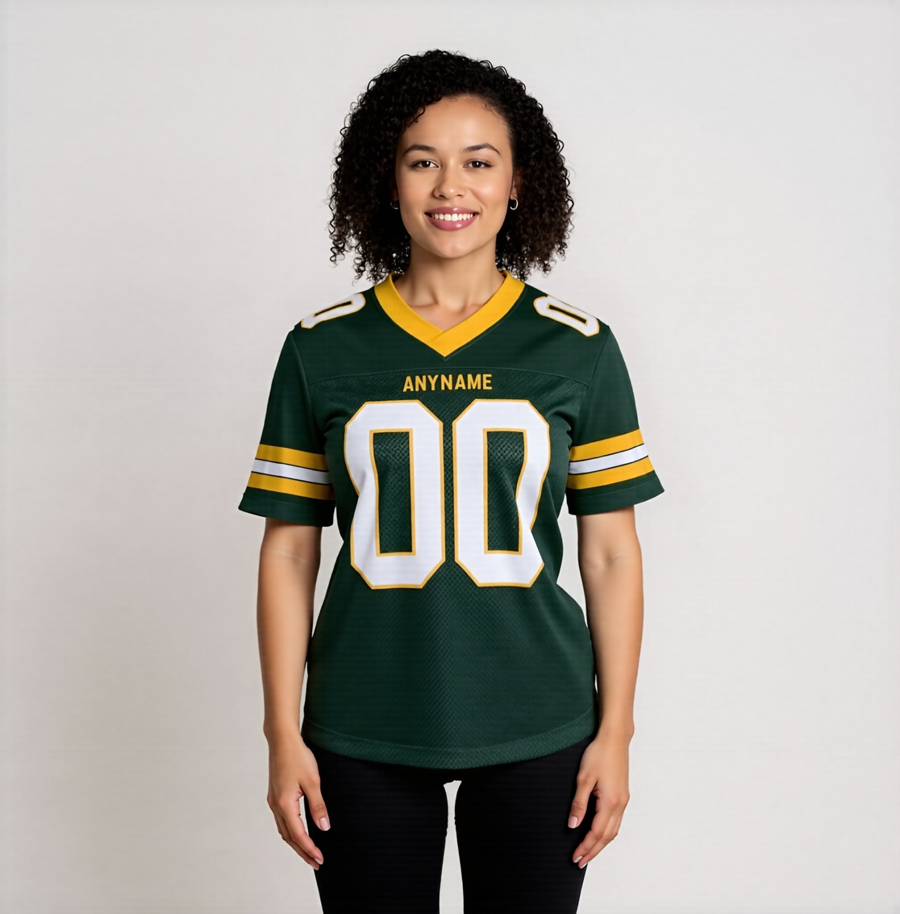 Custom Green & White/Yellow Football Jersey