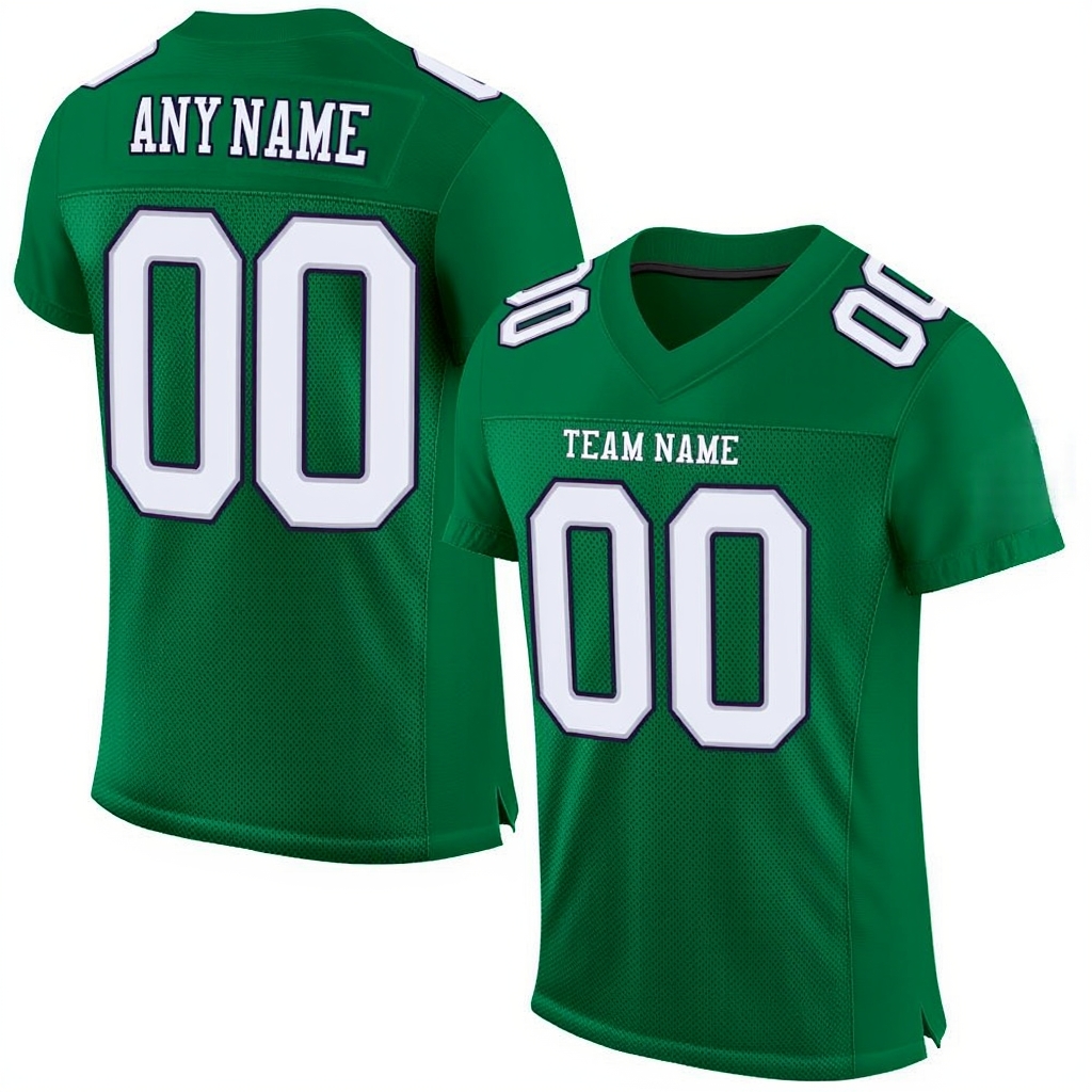 Custom Kelly Green & White/Black Football Jersey