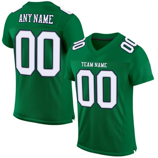 Custom Kelly Green & White/Black Football Jersey
