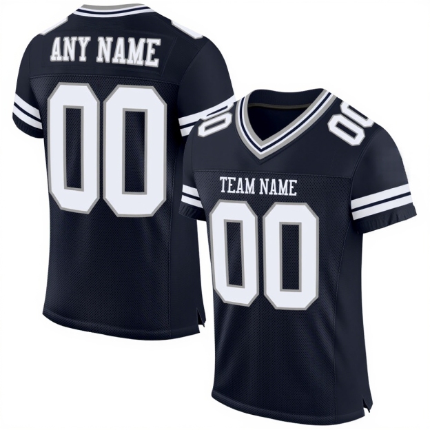 Custom Black & White/Sliver Football Jersey