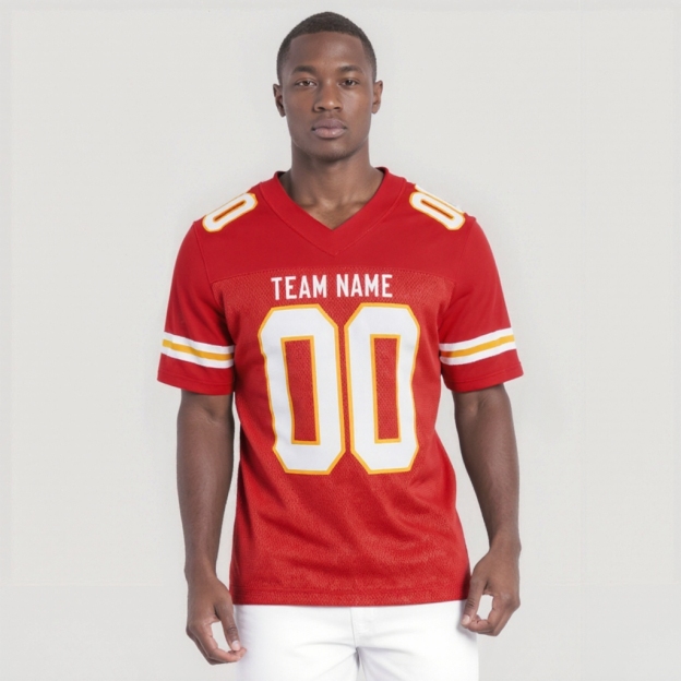 Custom Red & White/Orange Football Jersey