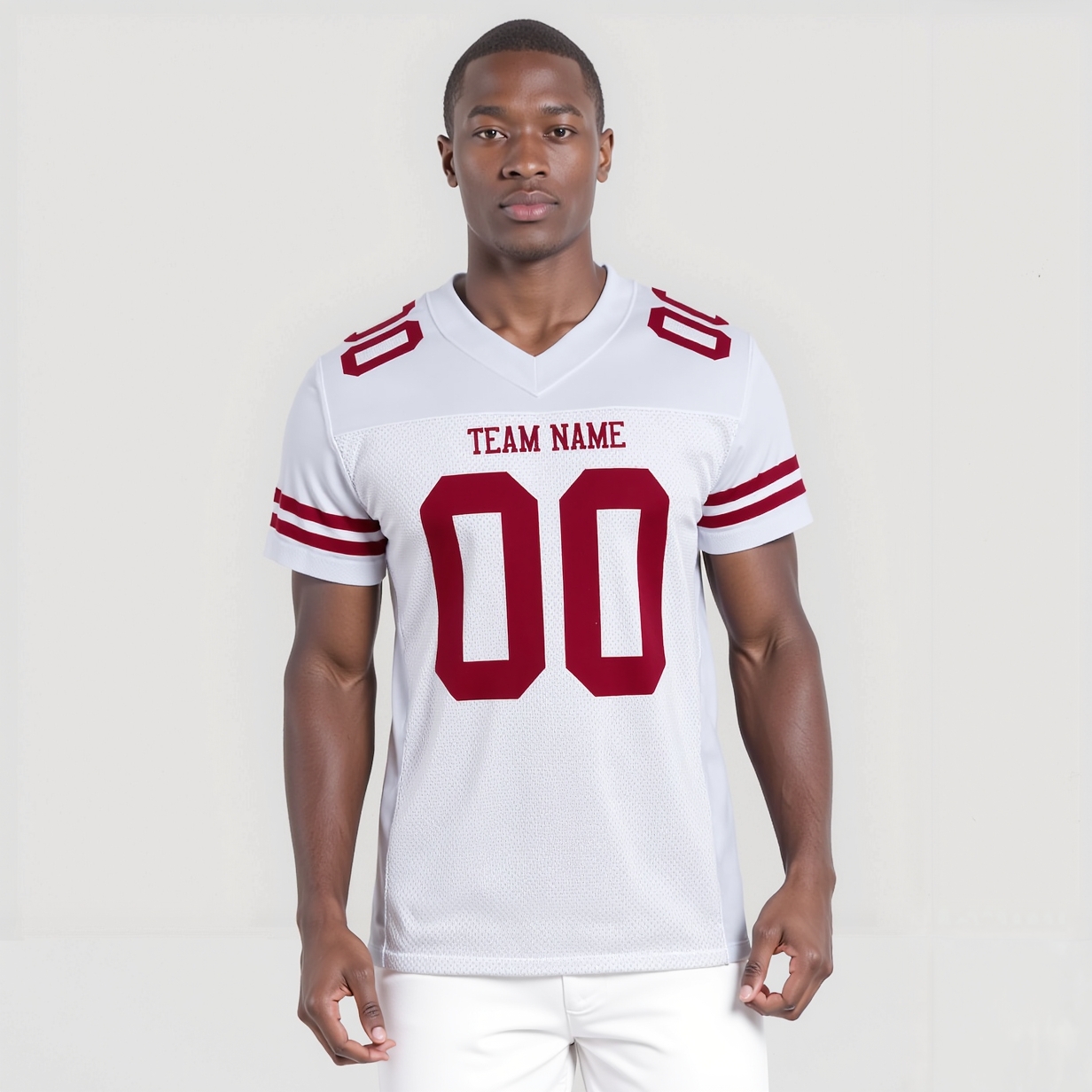 Custom White & Red Football Jersey