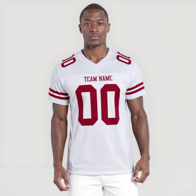 Custom White & Red Football Jersey