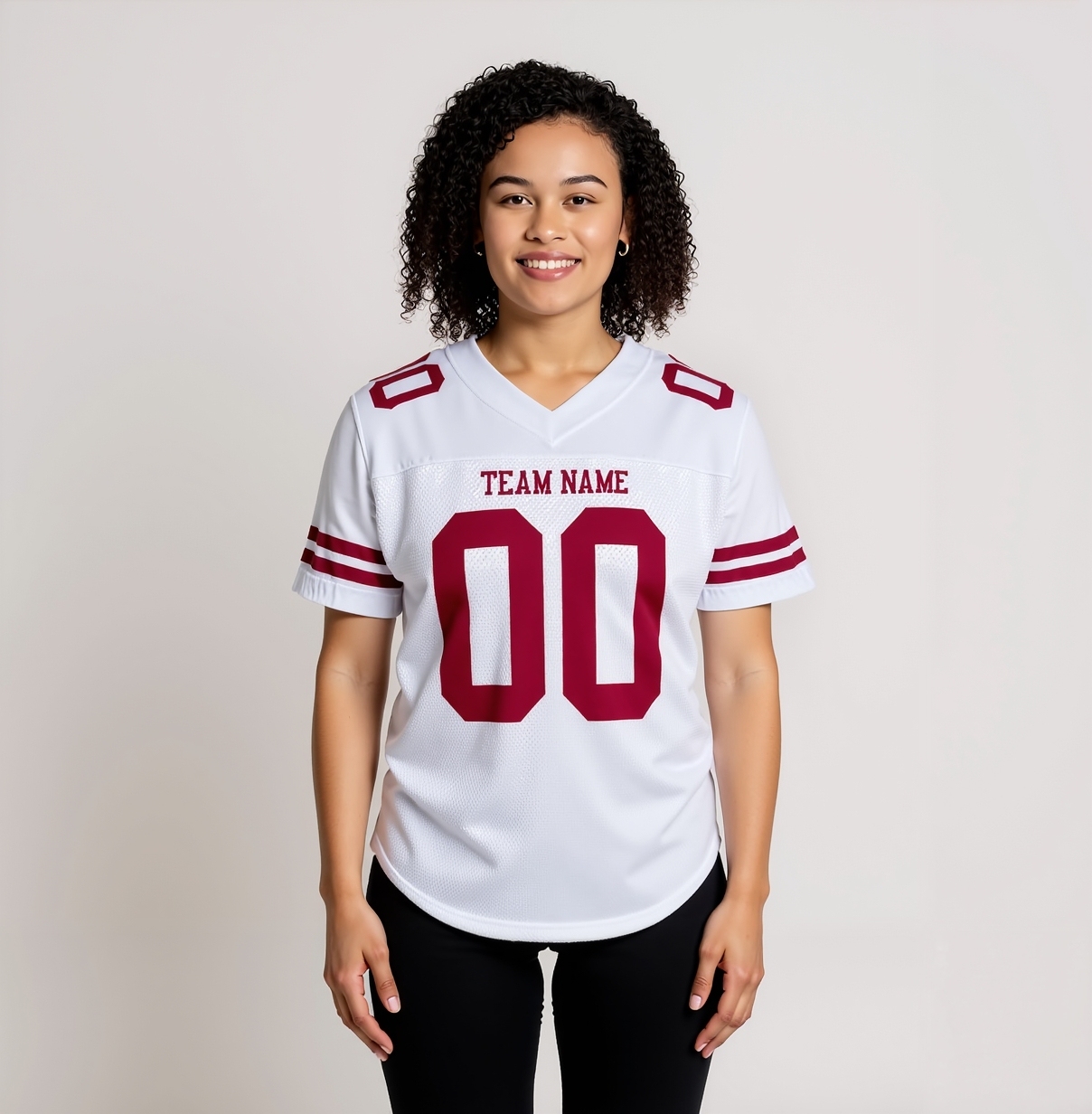Custom White & Red Football Jersey