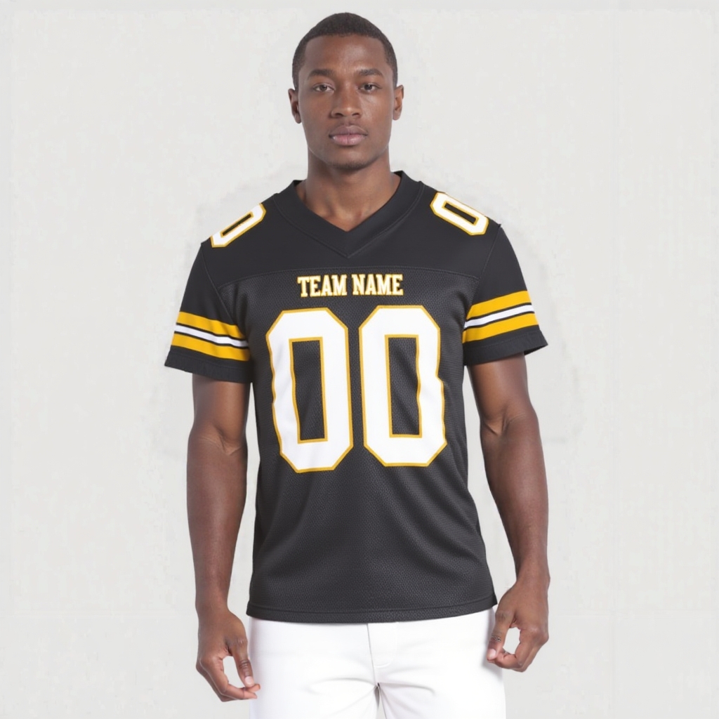 Custom Black & White/Yellow Football Jersey