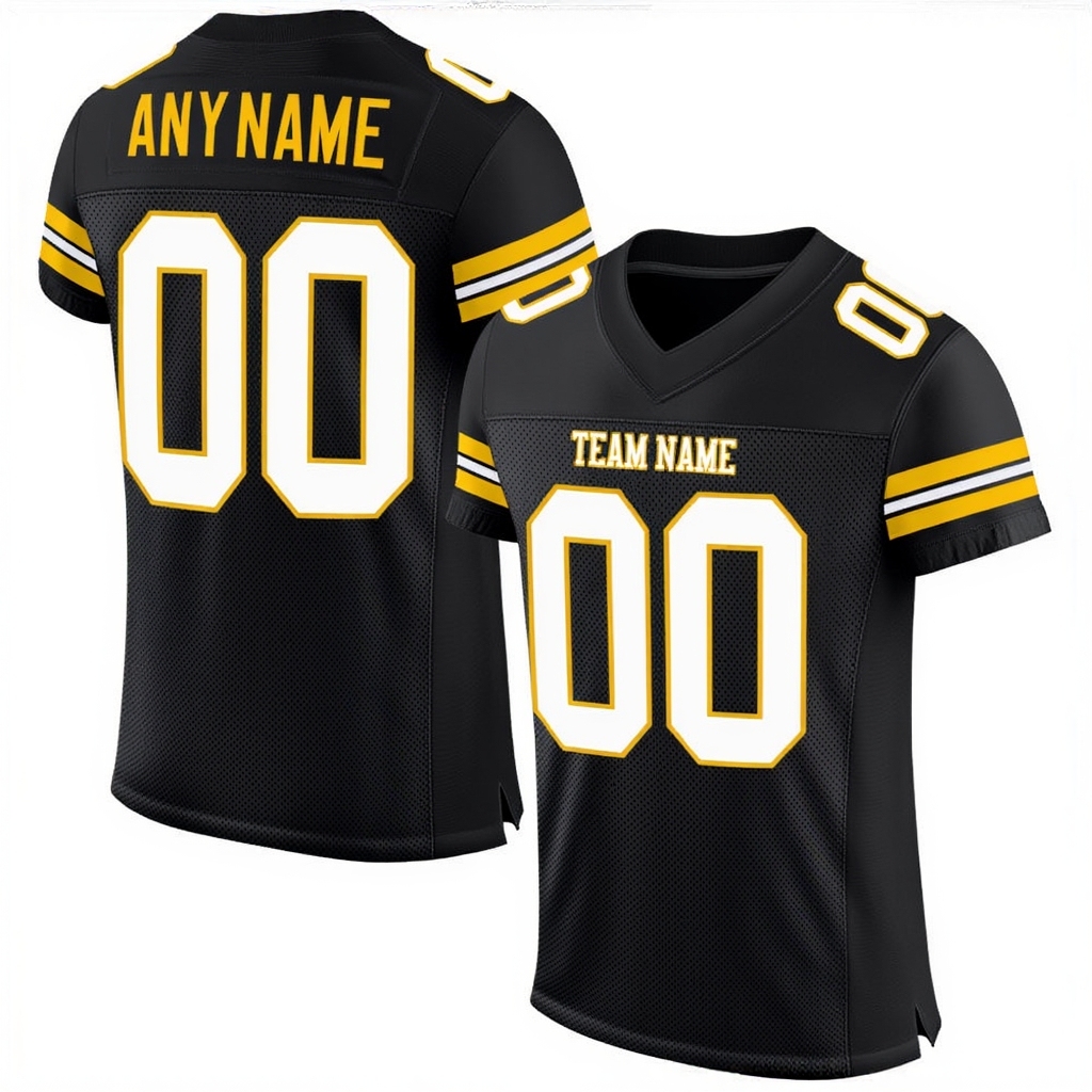 Custom Black & White/Yellow Football Jersey