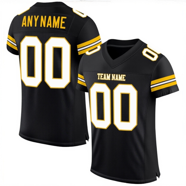 Custom Black & White/Yellow Football Jersey