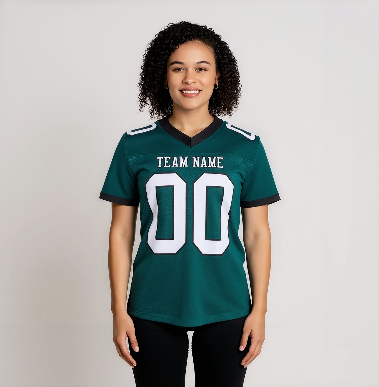 Custom Midnight Green & White/Black Football Jersey