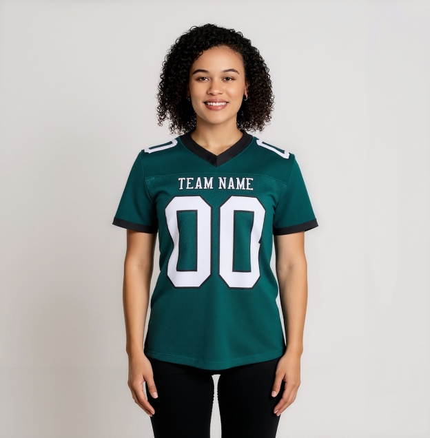 Custom Midnight Green & White/Black Football Jersey