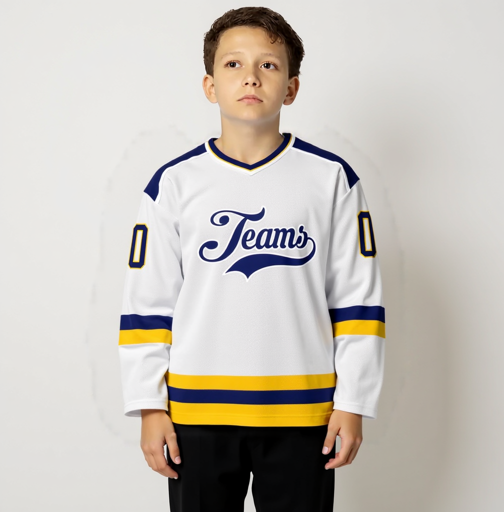 Custom White & Navy Hockey Jersey