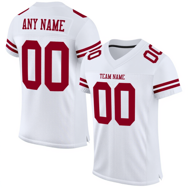 Custom White & Red Football Jersey