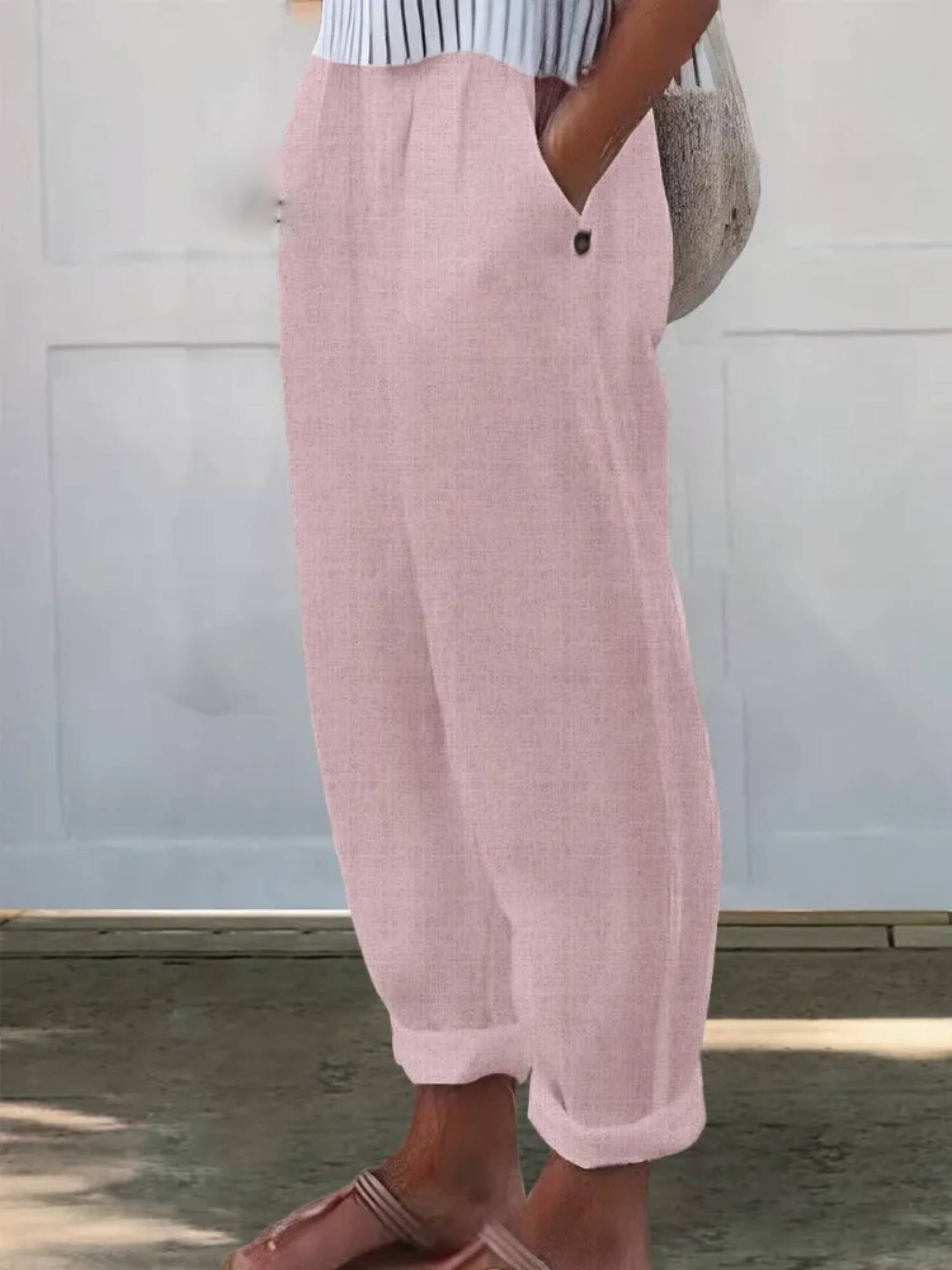 Women's Printed Cotton And Linen Casual Pants