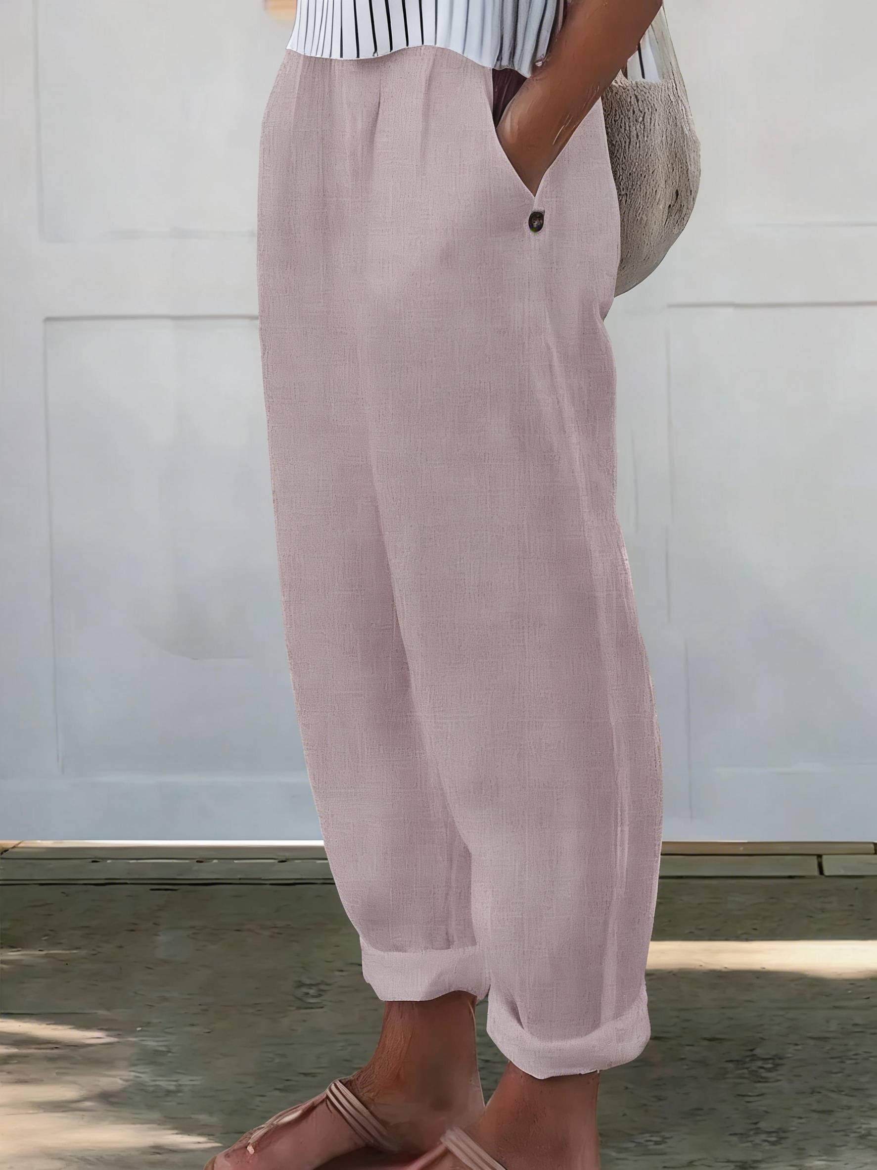 Women's Printed Cotton And Linen Casual Pants