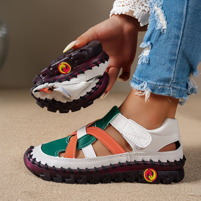 Women's Fashion Hollow Out Leather Sport Sandals Sneakers Slip-on Loafers