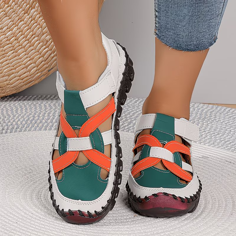 Women's Fashion Hollow Out Leather Sport Sandals Sneakers Slip-on Loafers