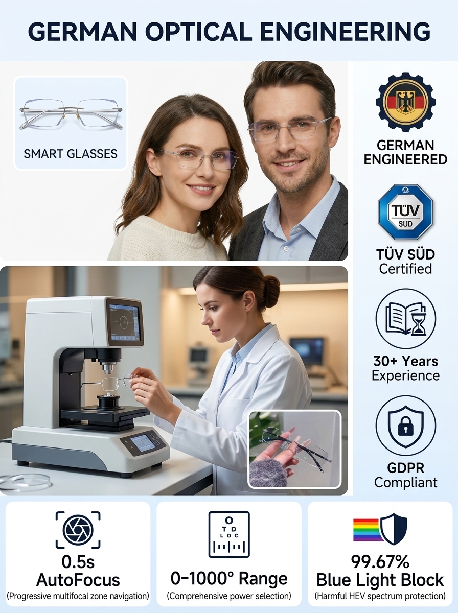🔄🕶️Stop Swapping Glasses! German Smart-Focus Lenses with Auto-Darkening Magic 🚀