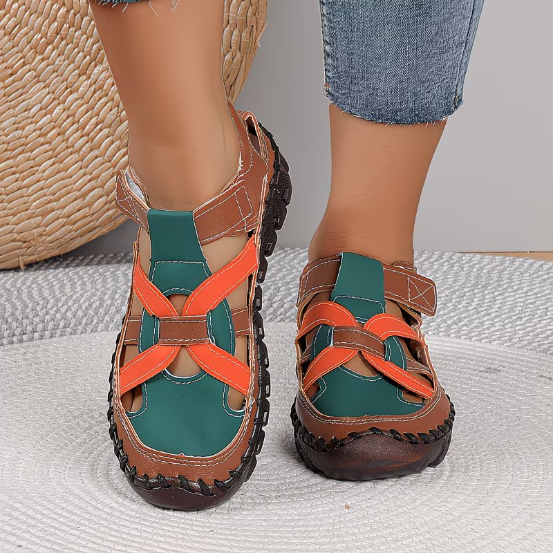 Women's Fashion Hollow Out Leather Sport Sandals Sneakers Slip-on Loafers