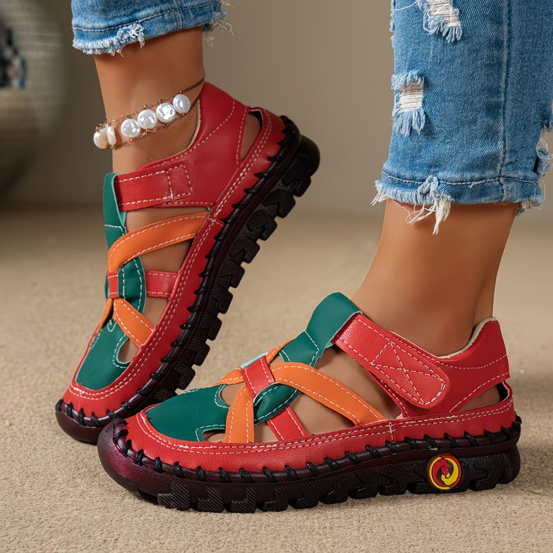 Women's Fashion Hollow Out Leather Sport Sandals Sneakers Slip-on Loafers
