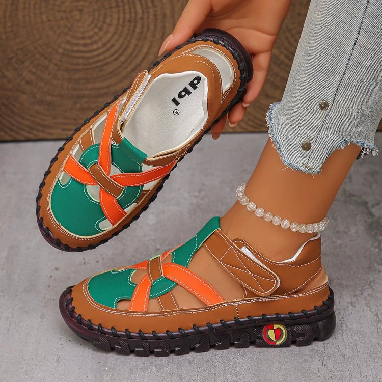 Women's Fashion Hollow Out Leather Sport Sandals Sneakers Slip-on Loafers