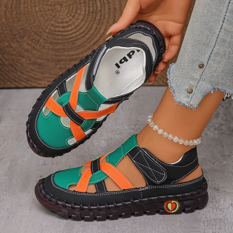 Women's Fashion Hollow Out Leather Sport Sandals Sneakers Slip-on Loafers