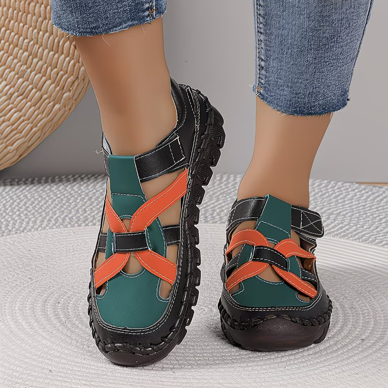 Women's Fashion Hollow Out Leather Sport Sandals Sneakers Slip-on Loafers