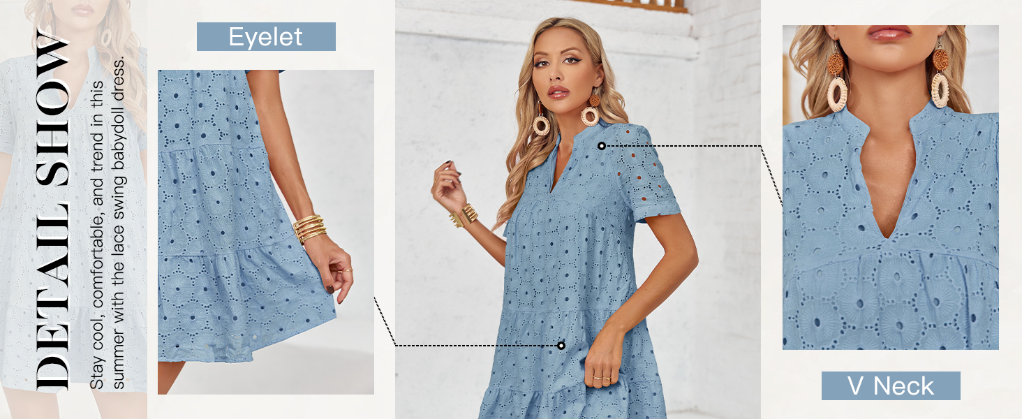 Imily Bela Womens Summer Eyelet Dress