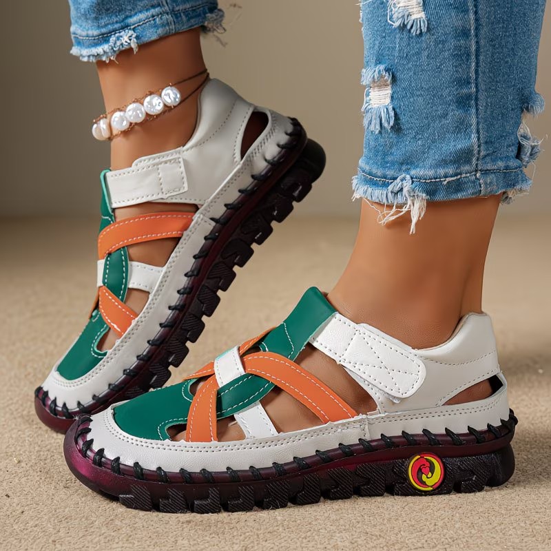 Women's Fashion Hollow Out Leather Sport Sandals Sneakers Slip-on Loafers
