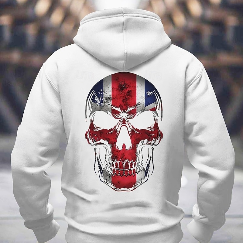 Men’s Skull Hoodie – Streetwear Graphic Sweatshirt | Casual Long Sleeve Crew Neck Pullover 