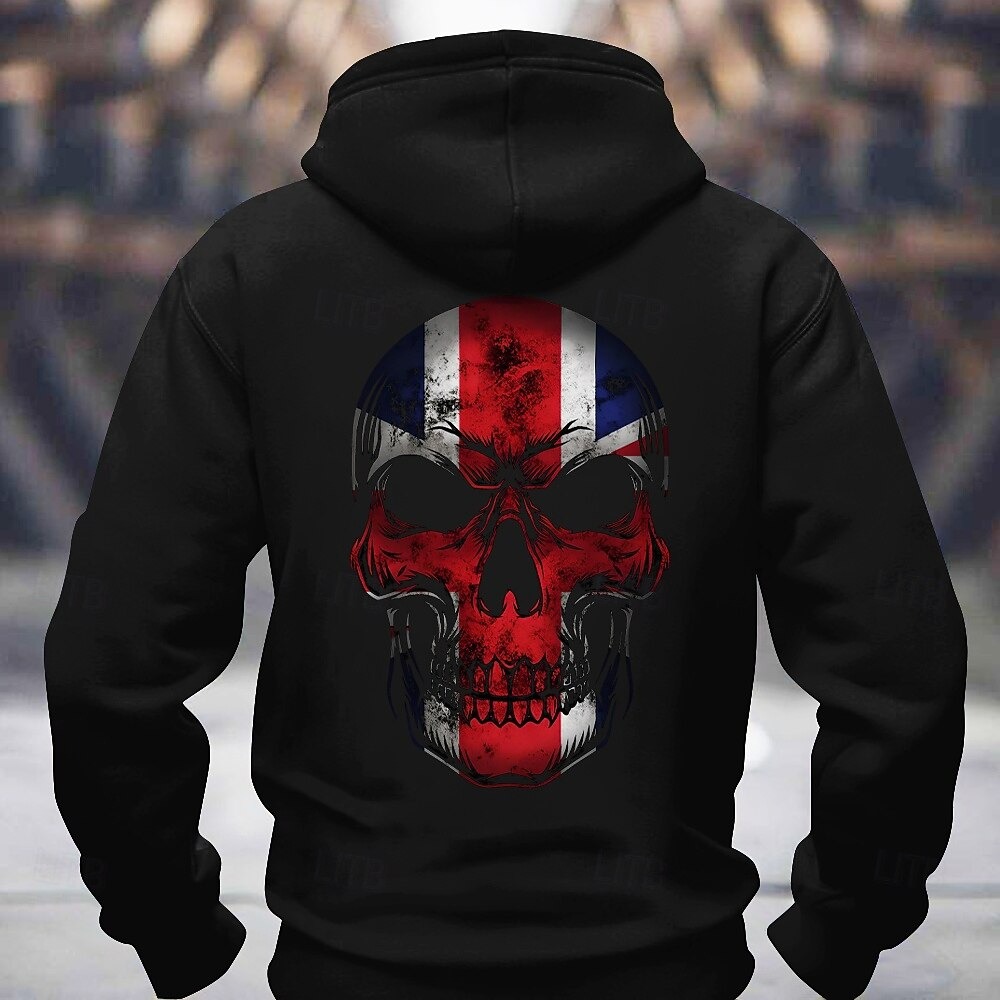 Men’s Skull Hoodie – Streetwear Graphic Sweatshirt | Casual Long Sleeve Crew Neck Pullover 