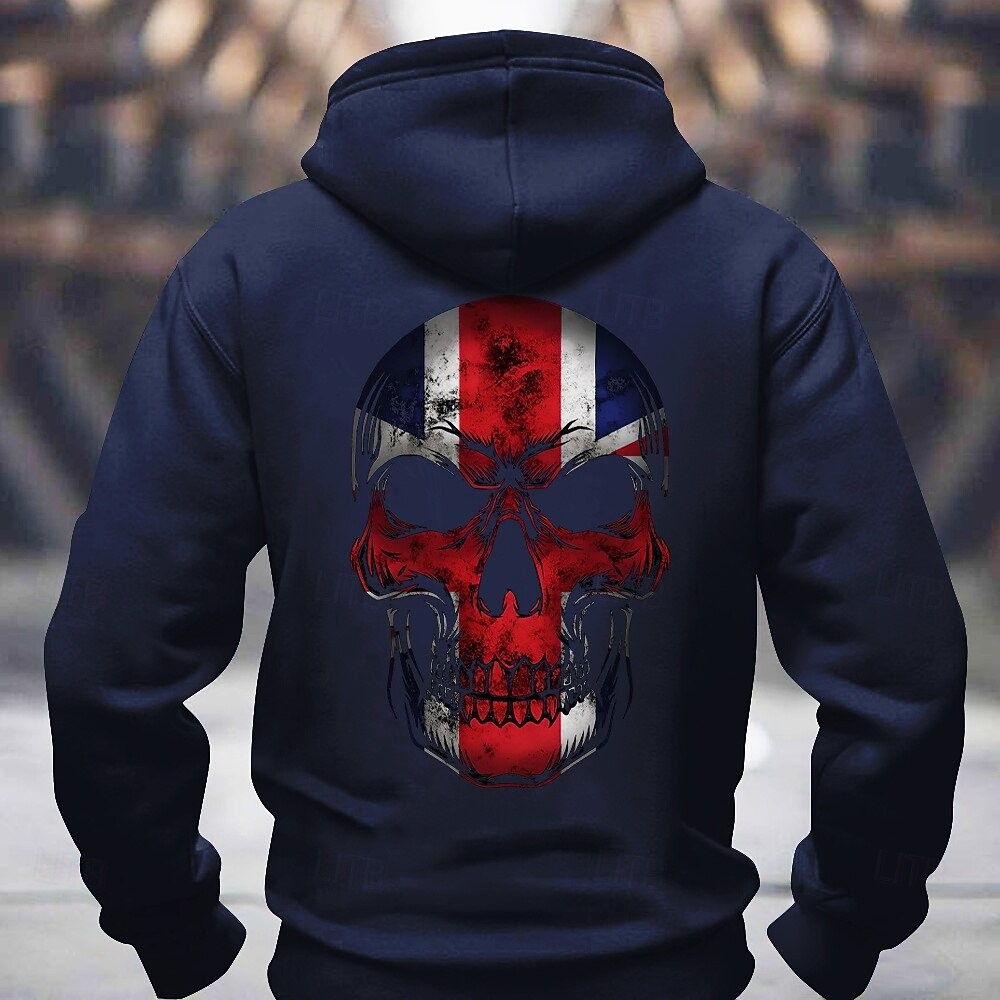Men’s Skull Hoodie – Streetwear Graphic Sweatshirt | Casual Long Sleeve Crew Neck Pullover 